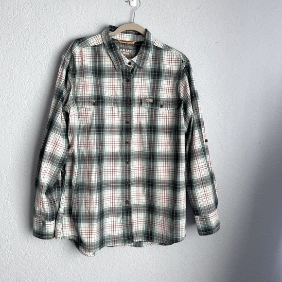 Ariat Women’s Rebar Plaid Button Up Adjustable Long Sleeves Plus Size Shirt - Picture 1 of 10